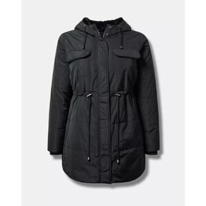 Torrid Women's Plus Size Deep Black Fur Lined Parka Winter Jacket Size 5 5X New